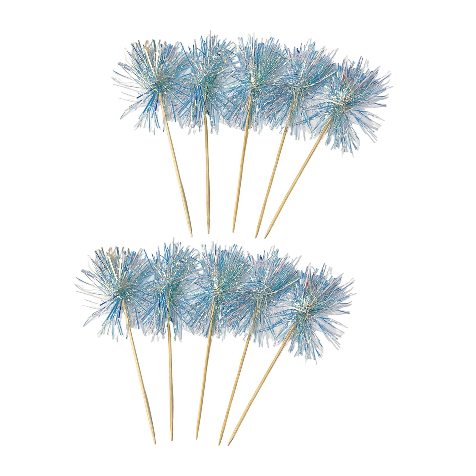 Tsophreniq 10Pcs Wooden Cake Decorations Colorful Tinsel Cake Insert Sticks Embellishments for Birthday Wedding Anniversary Party Decorations