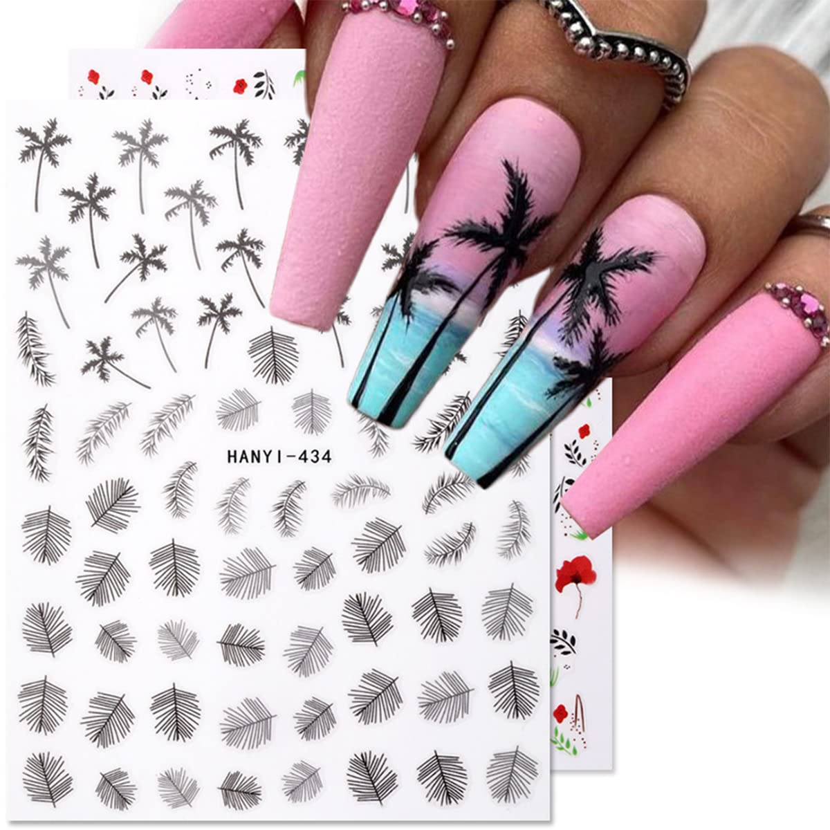 Stickers Palmier 3D Pour Ongles - Décalcomanies Nail Art Réf. CB-047, Couleur Argenté, Neuf - Pour Manucure Créative