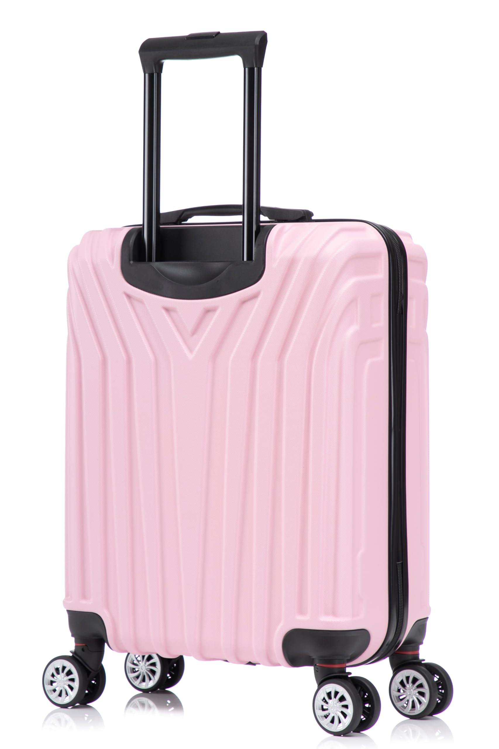 R.Leone Valigia da 1 Fino a Set 4 Trolley Rigido grande, medio, bagaglio a mano 55x40x23 cm Wizz, ITA Airways e bagaglio 45x36x20 cm EasyJet in ABS 9001 (Rosa Pastello, M Valigia Medio)