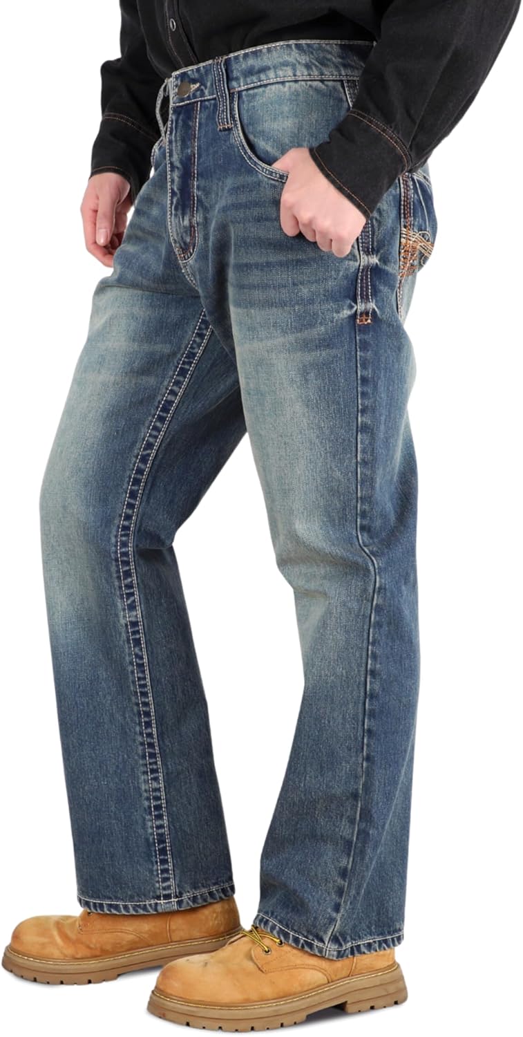 TICOMELA Men's FR Jeans–Midweight EX-Soft Flame Resistant Work Pants,Relaxed Fit Boot Cut,Vintage Washed Denim, NFPA2112 CAT2 - Image 2