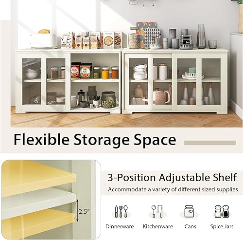 Vista 15 de Costzon - Aparador de almacenamiento para cocina, gabinete apilable antiguo para el hogar armario de bufé para el comedor