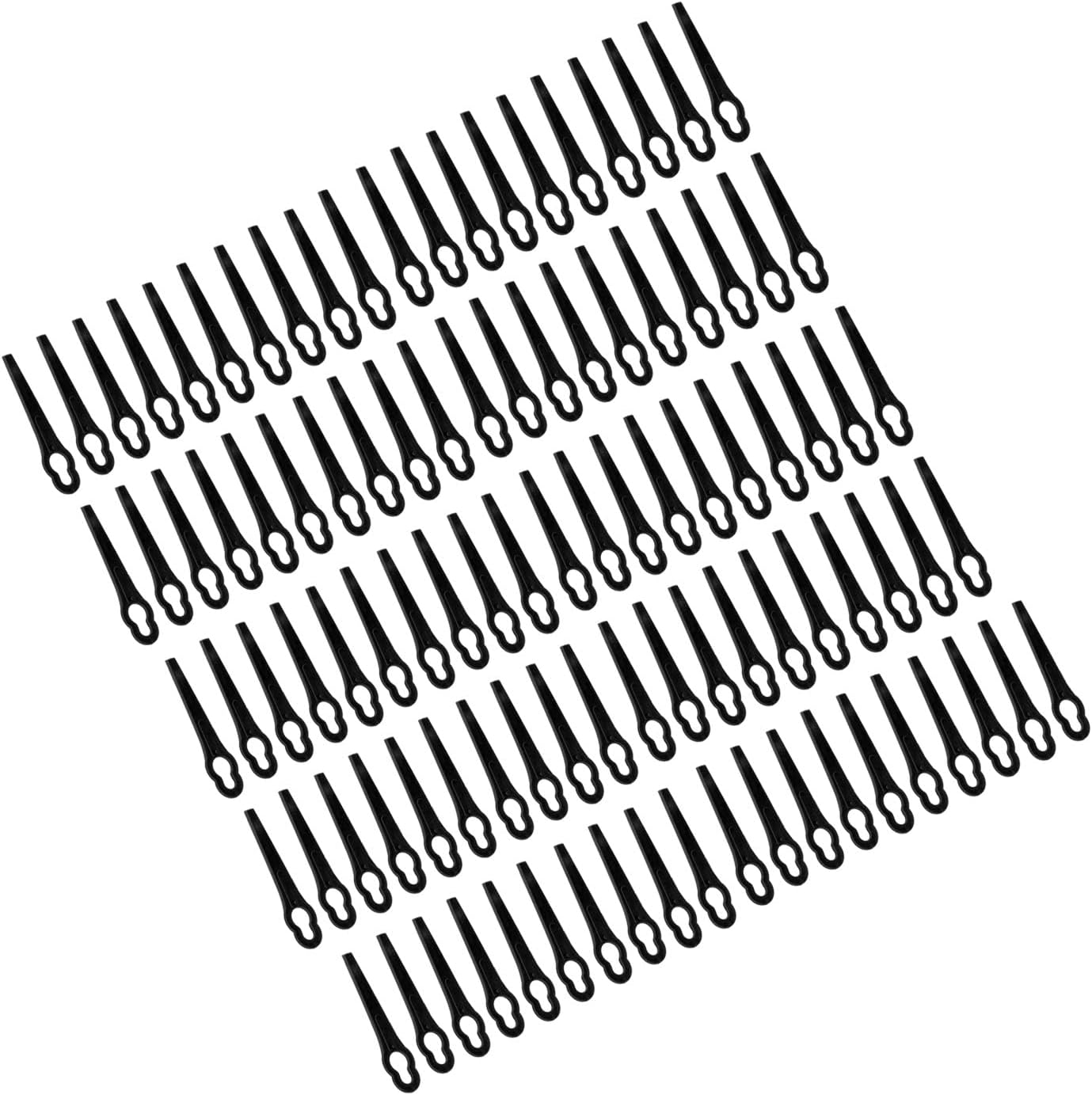 Plastic Cutter Blades 100Pcs Lawn Mower Replacement Blades, Durable Plastic Trimmer with Glossy Edges 20x83mm for Outdoor Lawn Care (Black)