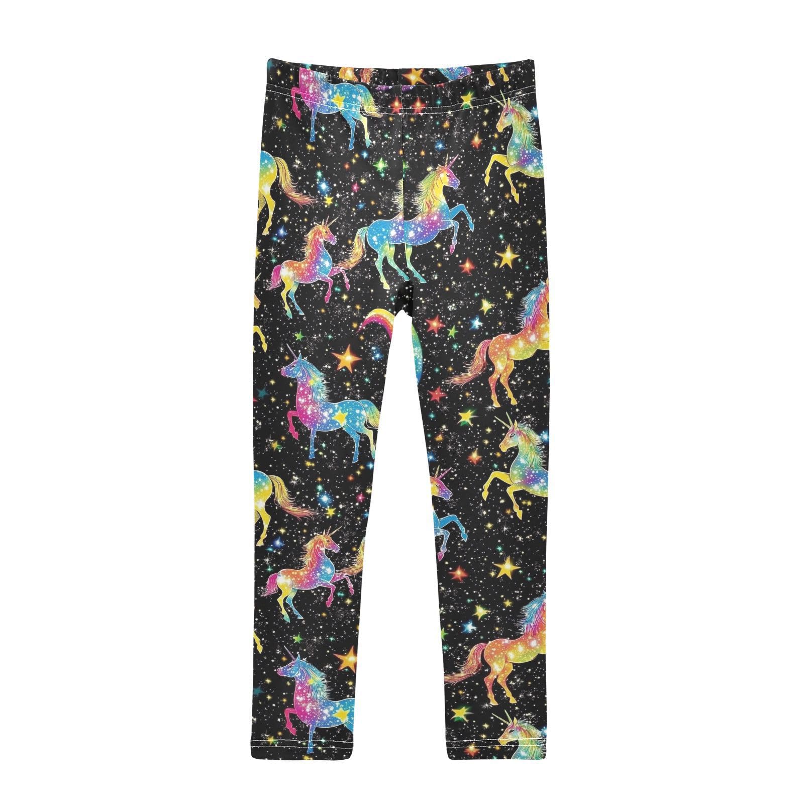 Rainbow Unicorns Girls' Leggings Toddler Doodles Stars Kids Yoga Pants Dance Active Tights 7-8T