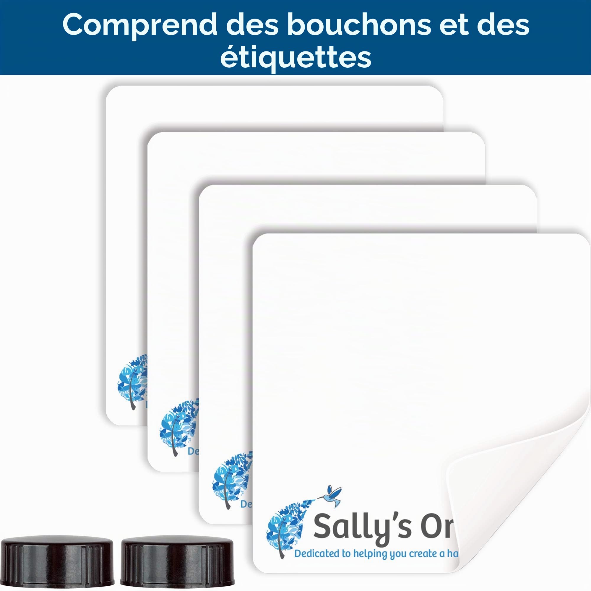 Sally's Organics Lot de 2 flacons vaporisateurs vides en verre ambré avec étiquettes – Récipient rechargeable de 473,6 g