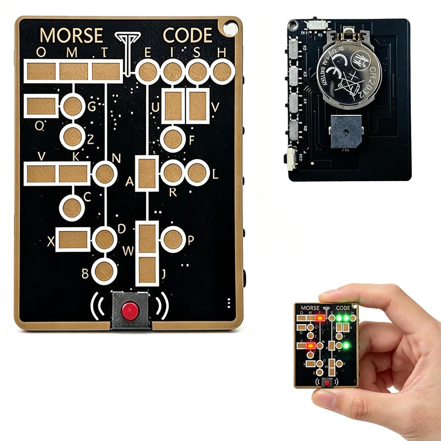 Morse Code Trainer Card Pro Adult Portable Cw Telegraph Code Encryption Practice Machine With Interactive Leds And Signal Buttons Edition Creativve Communication Led Pcb Style Decoding Learning Tool