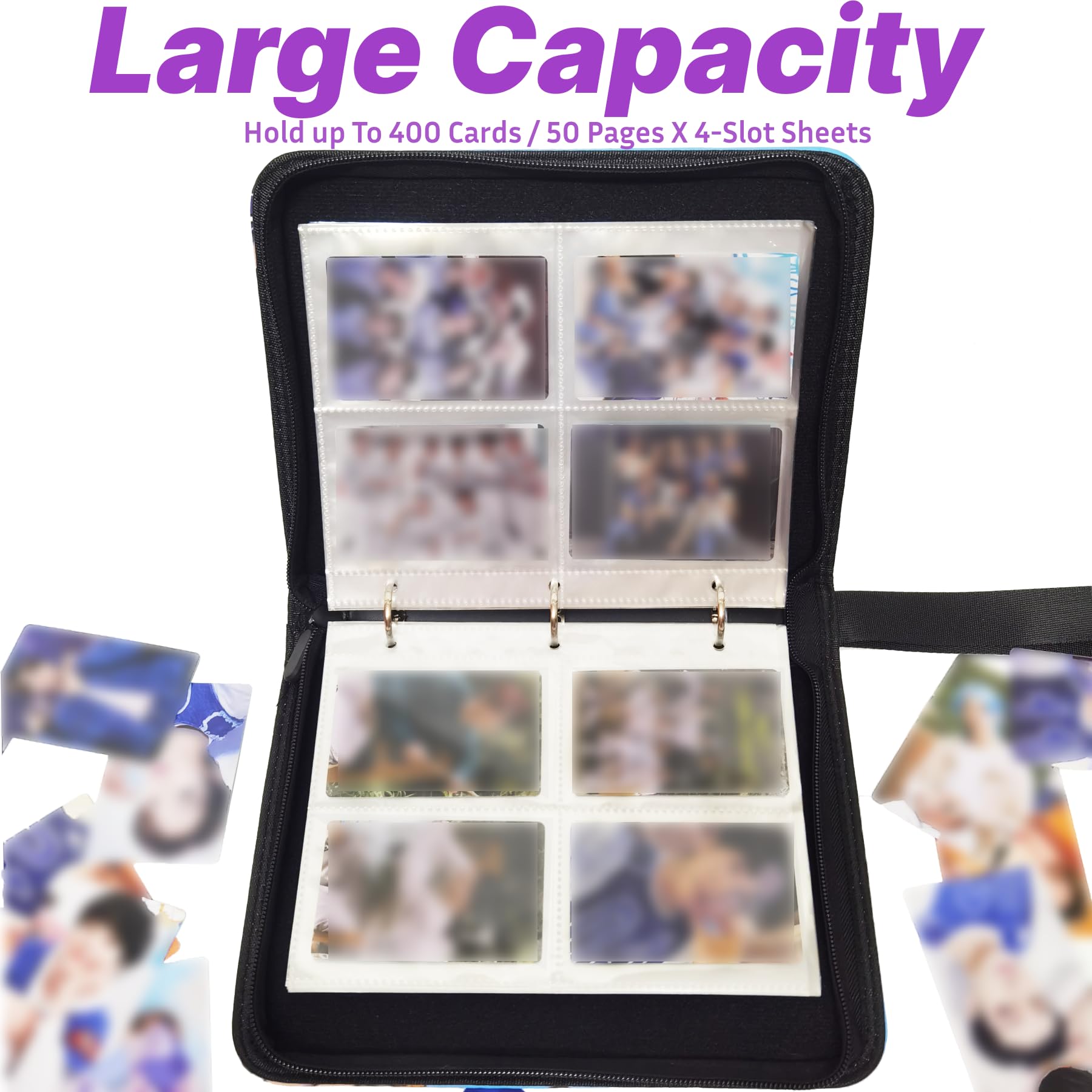 Linda carpeta de tarjetas de fotos de intercambio, álbum de fotos STAY con soporte para tarjetas de dibujos animados, almacenamiento de libros, 400 tarjetas con fundas para tarjetas Lomo