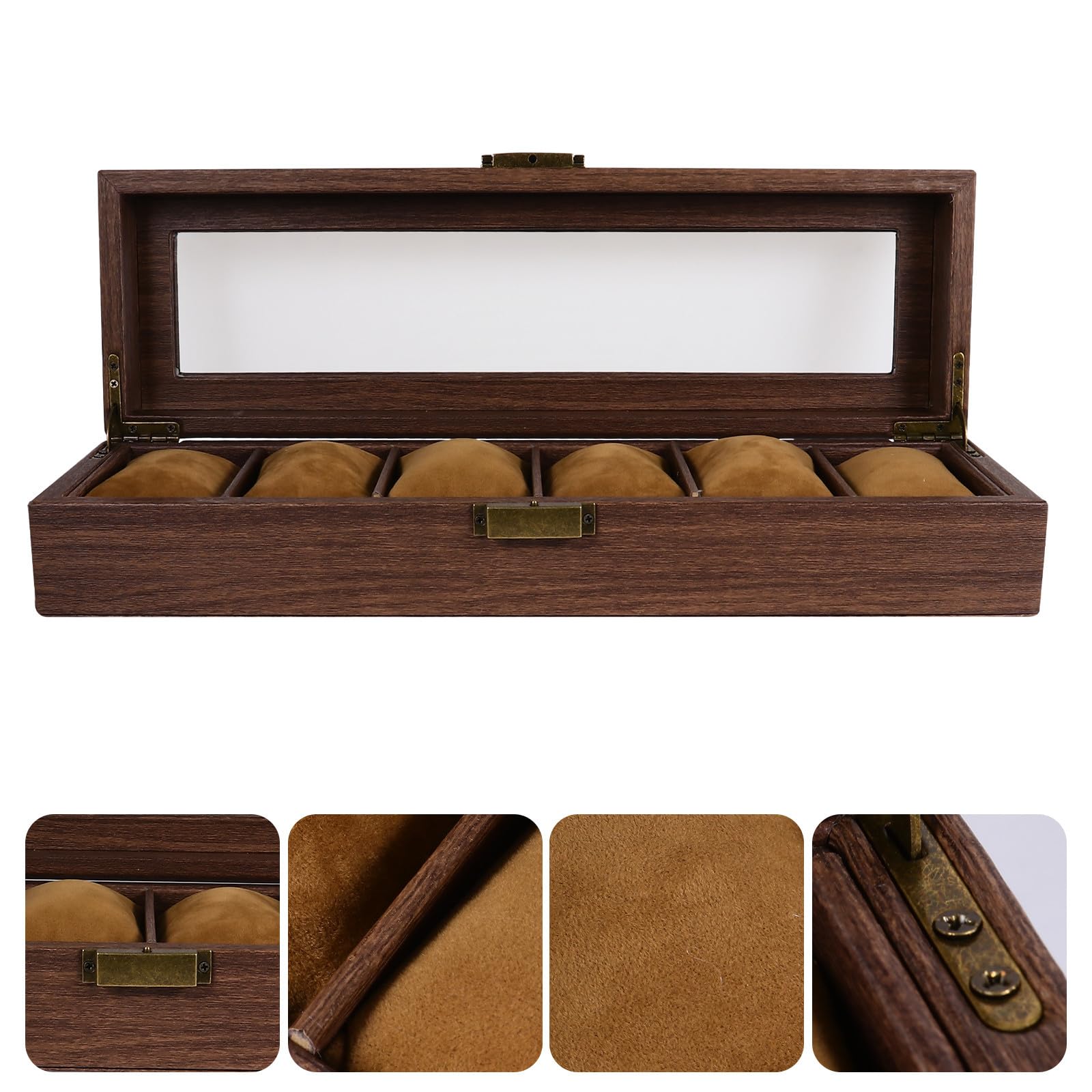 Scatola Porta Orologi Uomo Legno, Contenitore Elegante Marrone per Gioielli