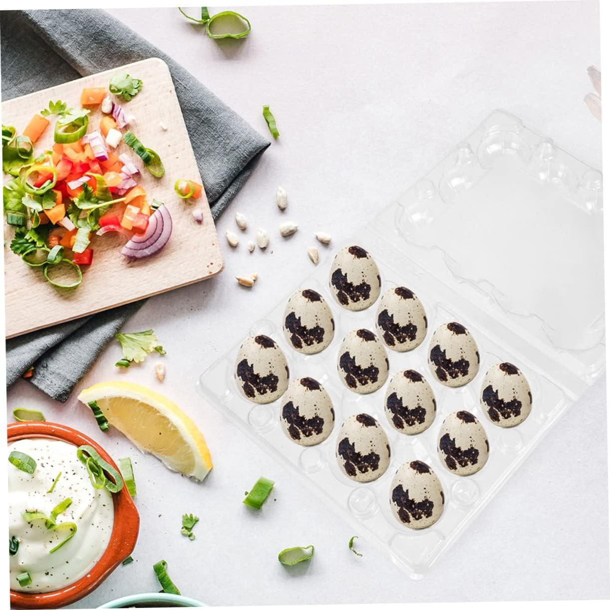 Artibetter Egg Tray Carton Set 100pcs Quail Egg Boxes Transparent Kitchen Storage Accessory