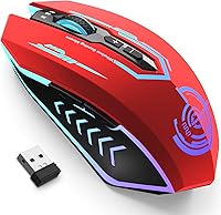 Vista 9 de Wireless USB Gaming Mouse, recargables uhuru 5 botones 7 Changeable LED Color ergonómico programable MMO RPG para PC computadora Portátil gaming