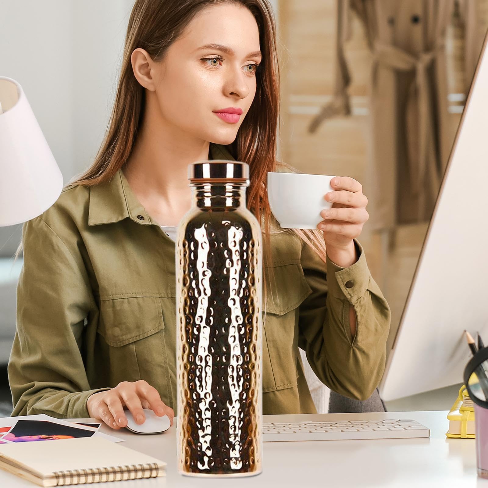 Butelka Do Picia Wykonana Z Miedzi 800 ml Szczelny I Przenośny Kubek Do | Szczelna Termiczna Butelka Na Wodę Wykonana Z Miedzi Siłownia, Kemping, Outdoor, Sport, Podróże, P