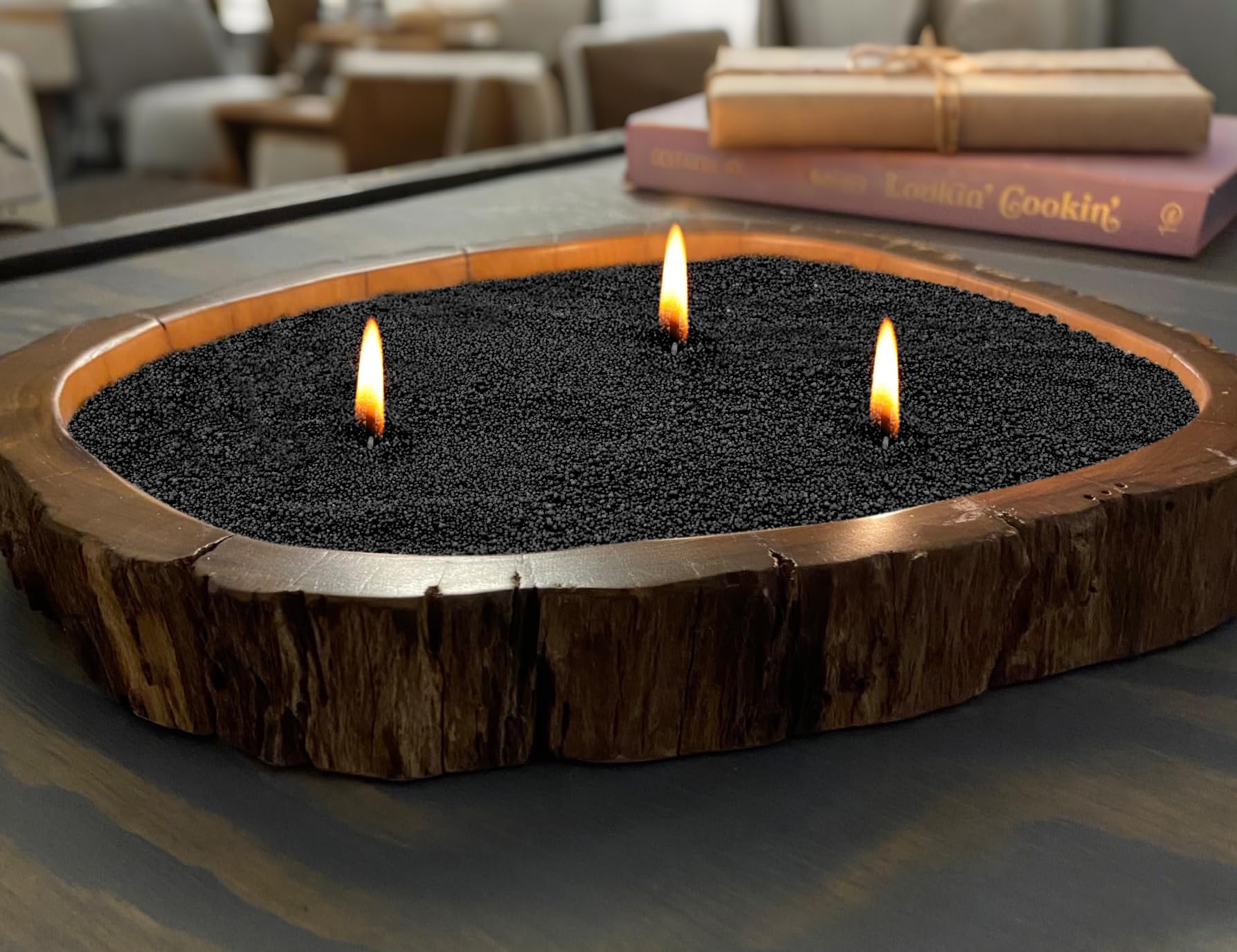 Pearled Candle 18oz, DIY Pearled Candle Sand With WIcks, Non-Toxic Sand Candle with Plant-Based Granulated Wax, 30 Cotton Wicks & 1Spoon, Reusable Wax for Candle Making Decorative Candles (Black)