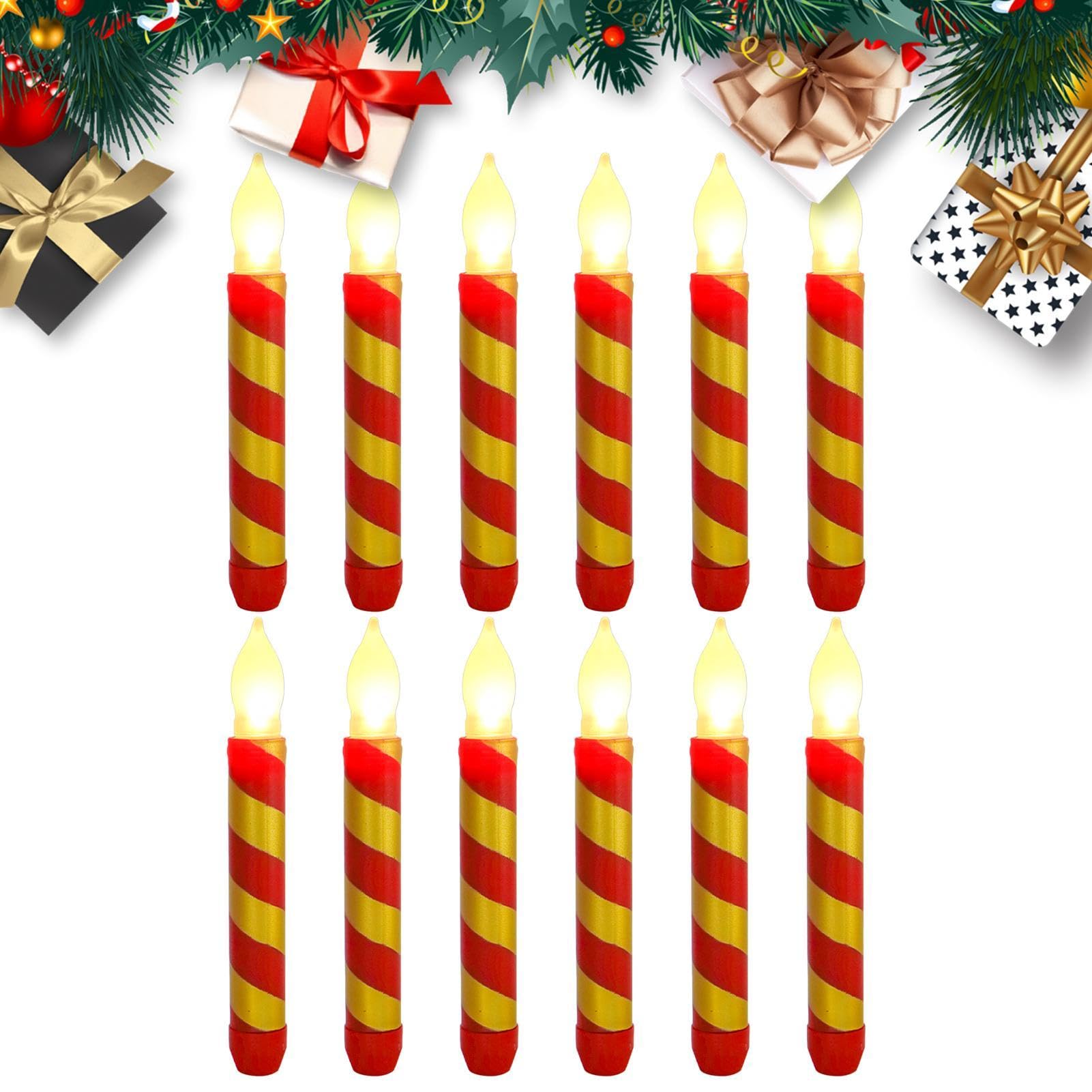 Velas que funcionan con pilas, luz de vela LED | Luces de candelabros navideños Velas navideñas sin llama,12x Luces de candelabros navideños, Velas navideñas sin llama, Candelabros para Navidad