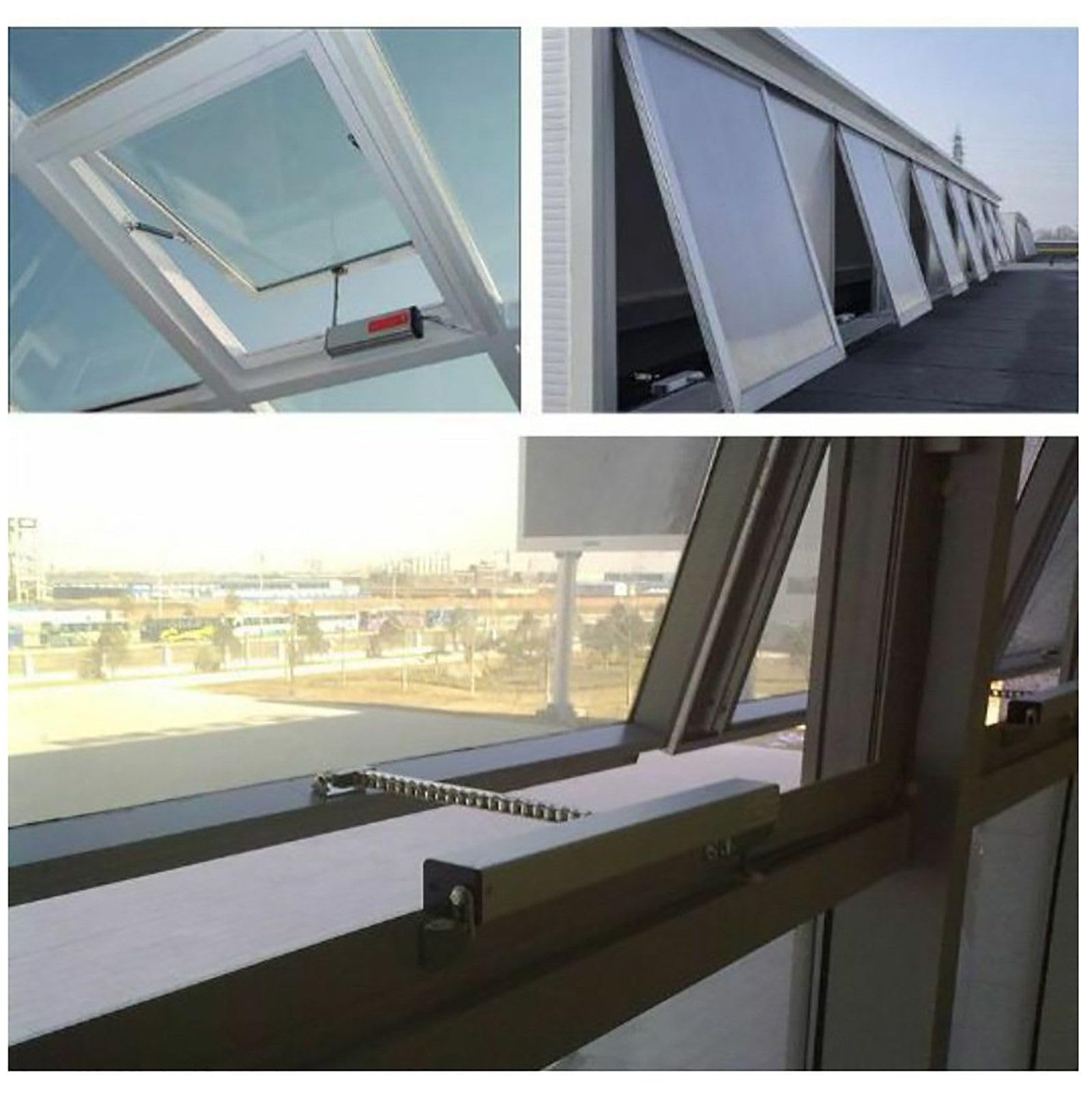Abridor eléctrico automático de ventanas con mando a distancia, cadena de doble capa, fuerza de bloqueo: 400 N, 600 mm, para tragaluces y techos