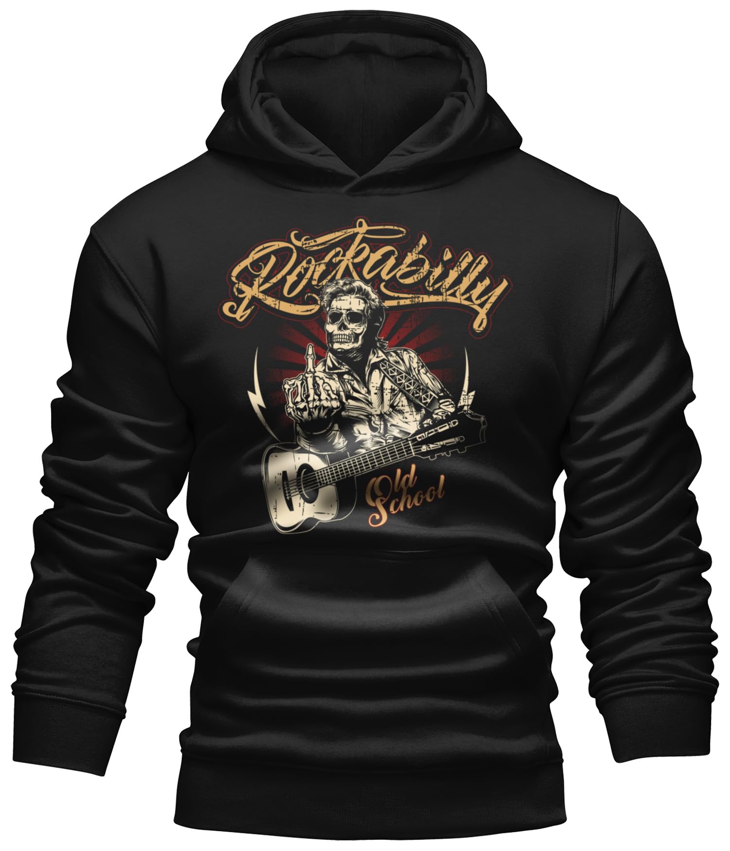 Gasoline Bandit Herren Kapuzen-Pullover-Hoodie für Rockabilly und Rock'n Roll Fans: Old School