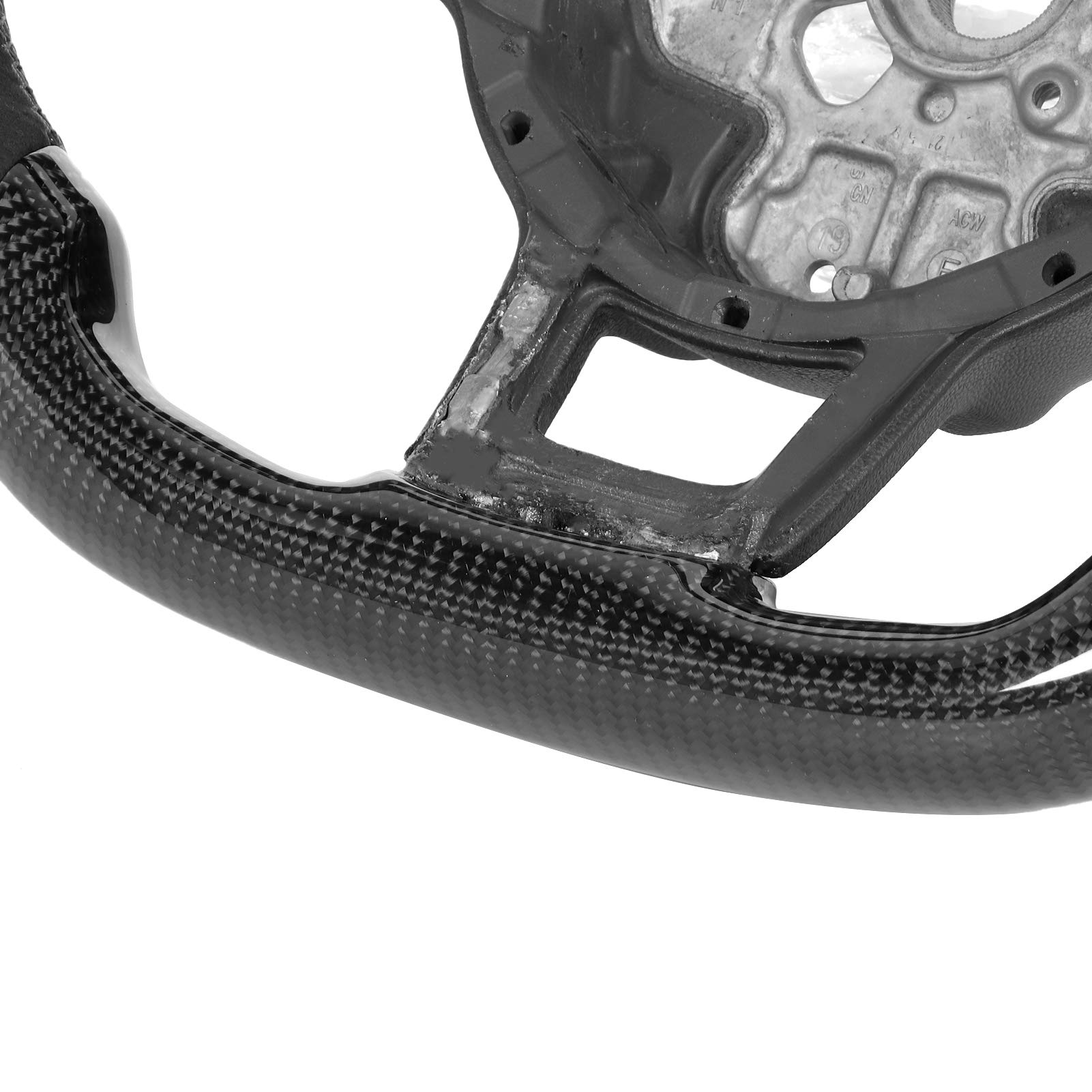 Płaska Dolna Kierownica z Włókna Węglowego z Czerwonymi Przeszyciami do Mk7/Mk7.5 GTD/R 2013-2020 - Projekt Wyścigowy do Pojazdów z ręczną/automatyczną skrzynią Biegów