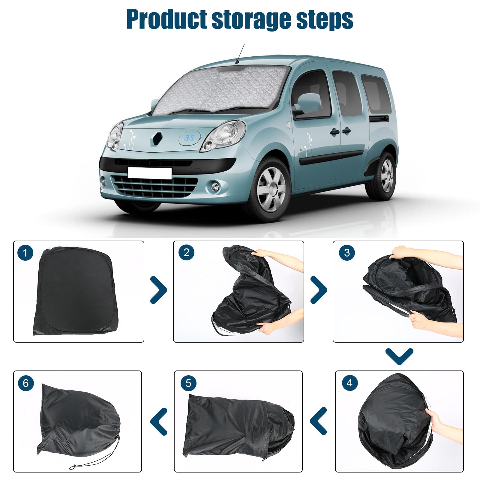 Pare Soleil Voiture Pare Brise Avant Pliable pour R-enault Kangoo II X61 2007-2021, Couverture Pare Brise Voiture, Protège Pare-Soleil Intérieur Contre Les Rayons UV