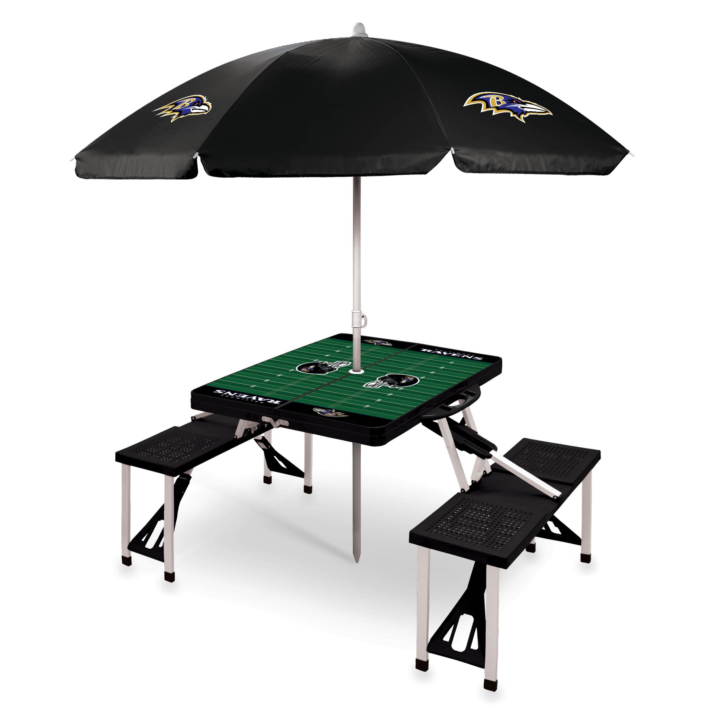 PICNIC TIME NFL Picnic Table Portable Folding Table with Seats and Umbrella