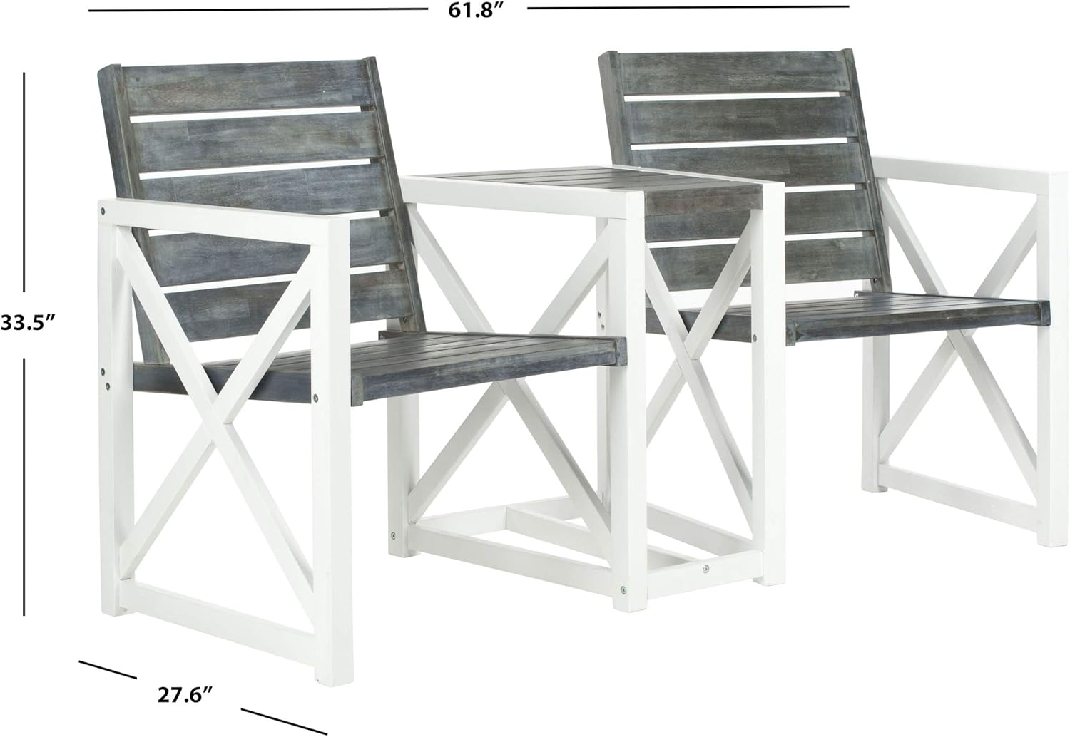 Safavieh Outdoor Collection Jovanna White and Ash Grey Two Seat Bench : Everything Else