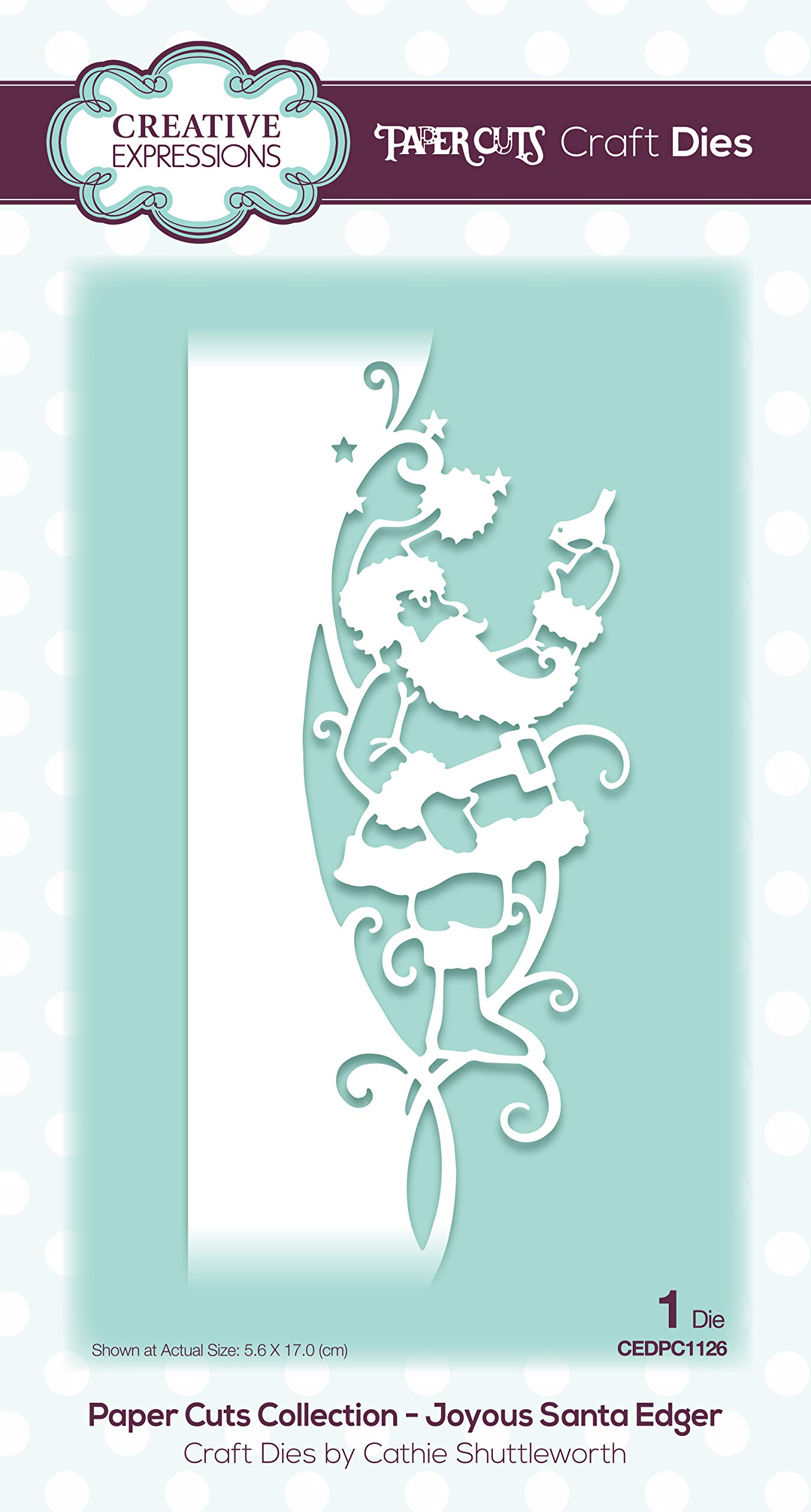 Creative Expressions Metal Paper Cuts Edger - Joyous Santa - Craft Die, 5.6 X 17 Cm Cedpc1126