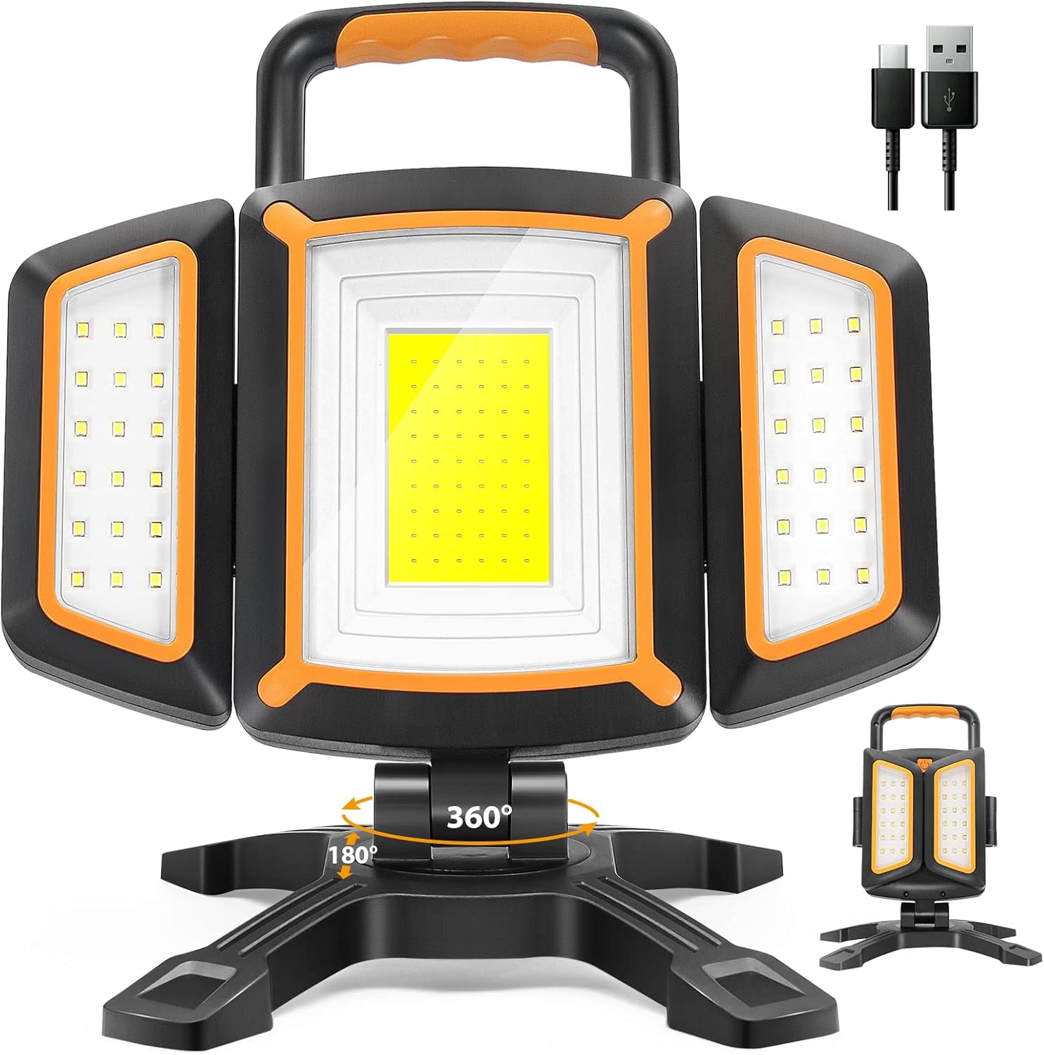 Tresda 30W Rechargeable Work Light, 3000 Lumen Work Light Battery Powered, Waterproof