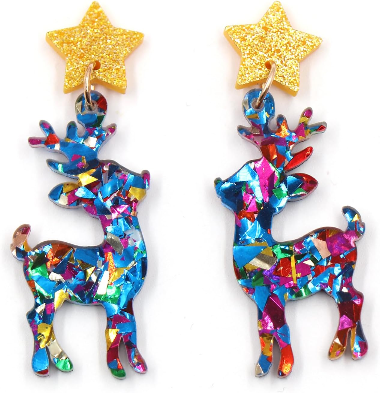 Colorful Light Neon Bulb Dangle Drop Earrings Cute Cartoon Cow Elk Animal Wooden Earrings Shinning Glitter Christmas Hat Socks Boots Star Acrylic Stud Earrings Christmas Jewelry Gifts