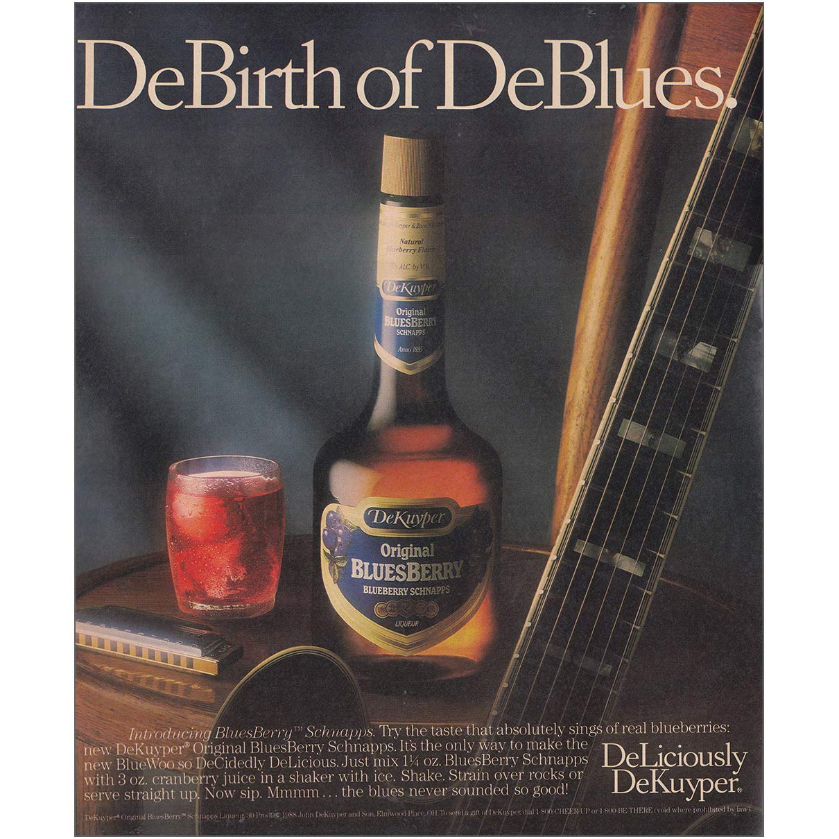 RelicPaper 1988 DeKuyper: DeBirth of DeBlues, DeKuyper Print Ad