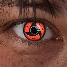 Aricona Colour Lens Contact with Sharingan Uchiha Bright Coloured Year Lenses for Dark and Light Eye Color Without Prescription Colour Lenses for Themed Parties and Halloween Costume Cosplay Carnival