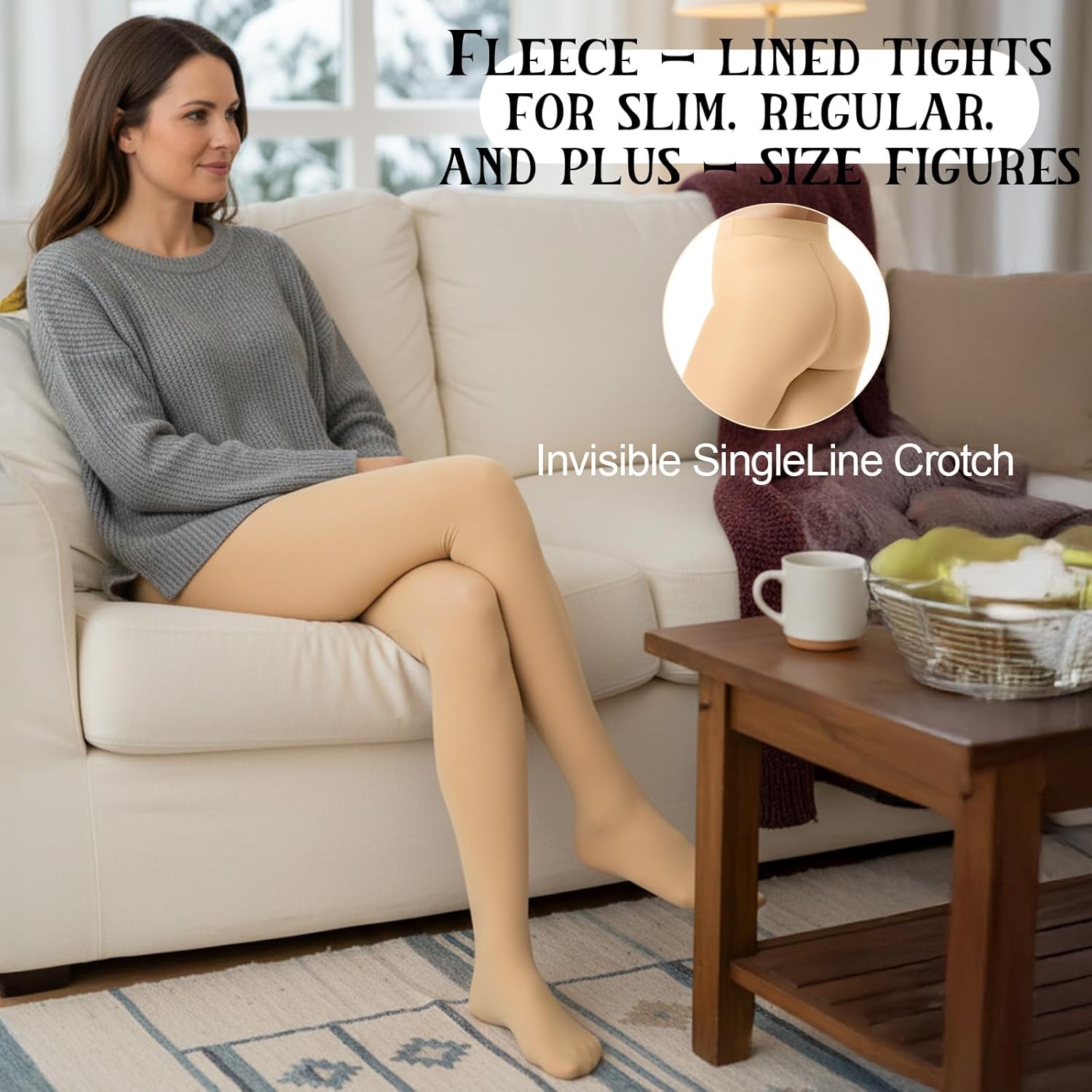 2 Pairs Fleece Lined Tights for Women 200g Winter Opaque Thermal Warm Pantyhose Leggings Women Thick Thermal Tights - Image 6