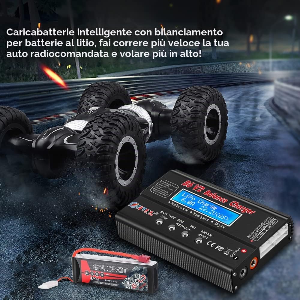 HTRC Caricatore LiPo 1S-6S Caricabatterie digitale per bilanciamento della batteria 80W 6A per la vita Batteria intelligente agli ioni di Litio NiCd NiMH PB