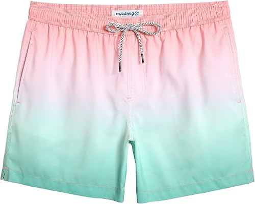 maamgic Traje de baño para hombre de 5 pulgadas con forro de malla de secado rápido para hombre, trajes de baño cortos de natación