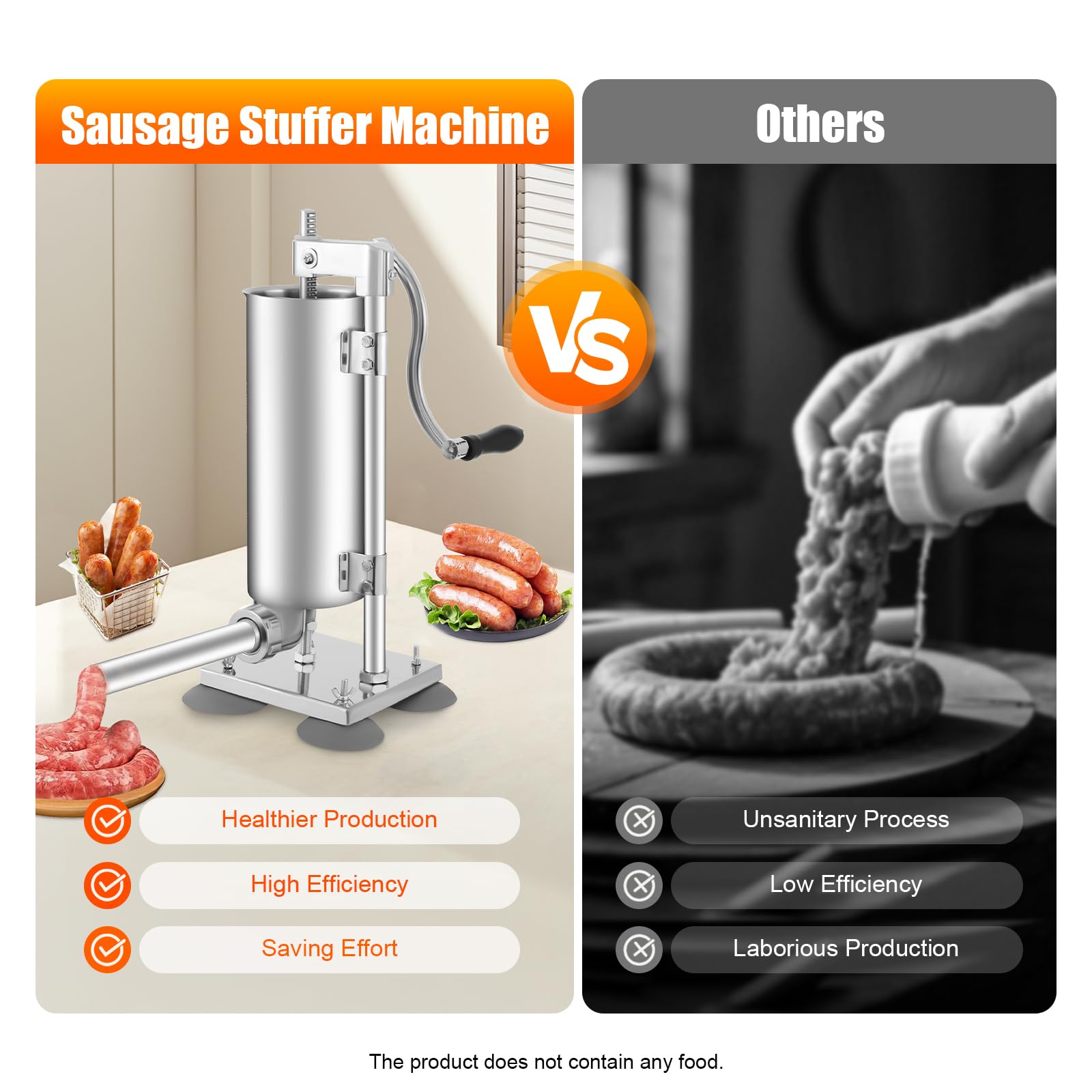 Wurstfüller, Küche Aluminium Manuell Wurstfüllmaschine mit Saugfuß Verpackt 4 Größe Professionelle Wurstfüllrohre für Hausgemachte 4 Stuffing Tubes zum Füllen von Fleisch, Küchenmaschine