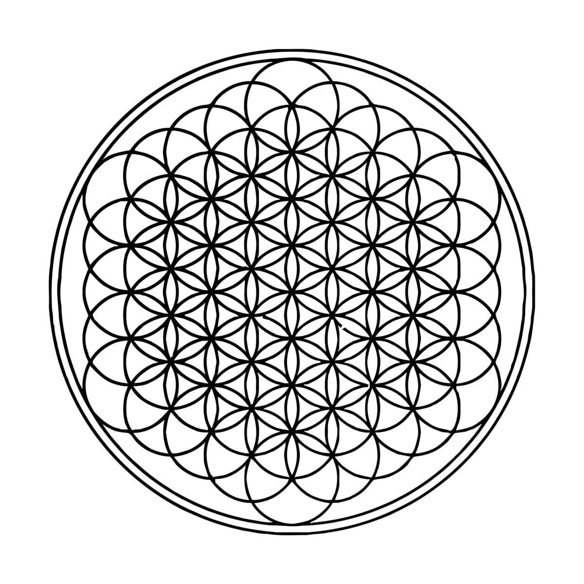 Goozan Black Vinyl Wall Decals Flower Of Life Geometric Circle Mandala Style Yoga Studio Geometric Circle Lines 72X72cm It Won't Fall Off