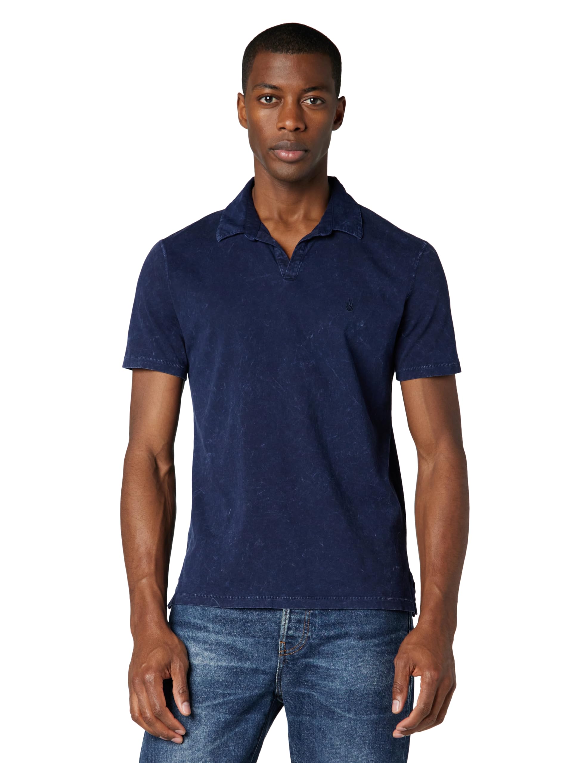 John Varvatos Men's Bodhi Short Sleeve Polo, Navy, XXL