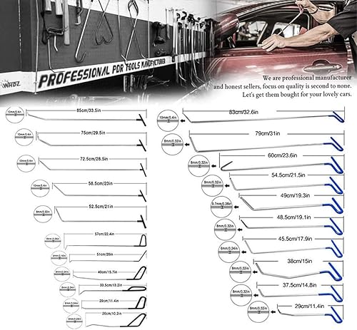 Miniatura 7 de Equipo de herramientas para reparación de abolladuras PDR Rod Tool para daños por granizo martillo extractor mecánico de pegamento para reparación