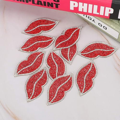 Miniatura 6 de TOPINCN 20 piezas de diamantes de imitación de labios rojos de resina de cristal caliente decoración de ropa accesorios DIY clip de pelo adorno