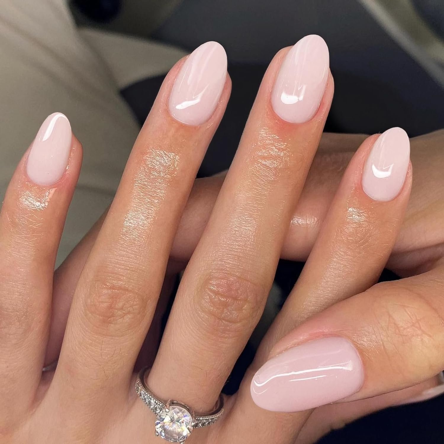 Amazon.com: KQueenest Pastel Light Pink Press on Nails Short Oval, Glossy  Soft Gel Fake Nails Press on, Extra Short Almond Fake Nails with UV Cover,  Thick Acrylic Glue on Nails for Wome