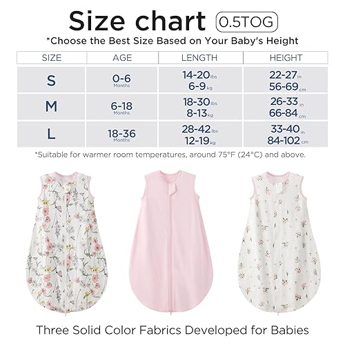 Miniatura 7 de Duomiaomiao Saco de dormir de muselina para bebé, transpirable de bambú y algodón con cremallera lateral abierta, saco de dormir para bebé de 0.6