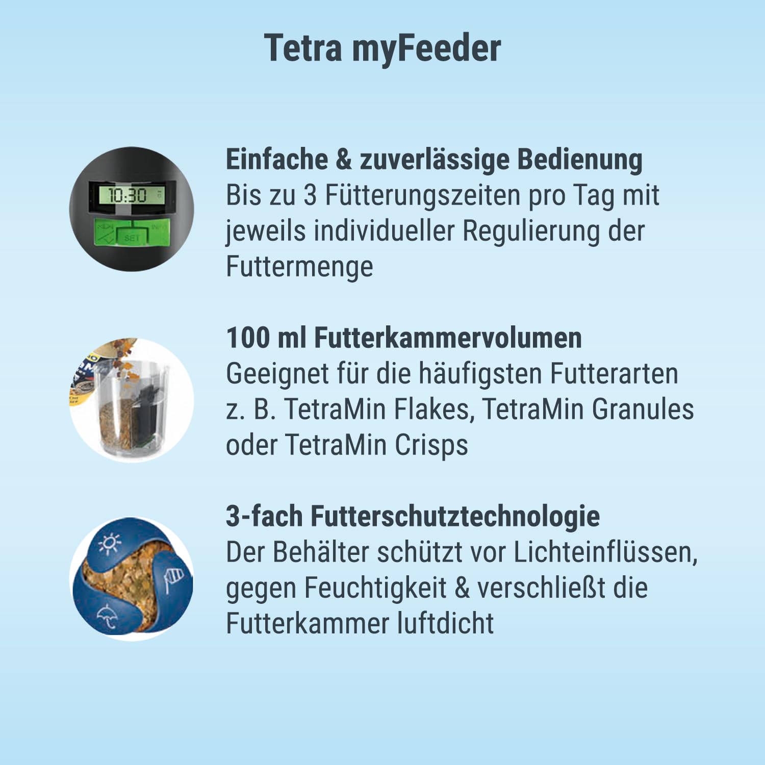 Tetra myFeeder Futterautomat für Zierfische im Aquarium, anthrazit, inklusive Batterien