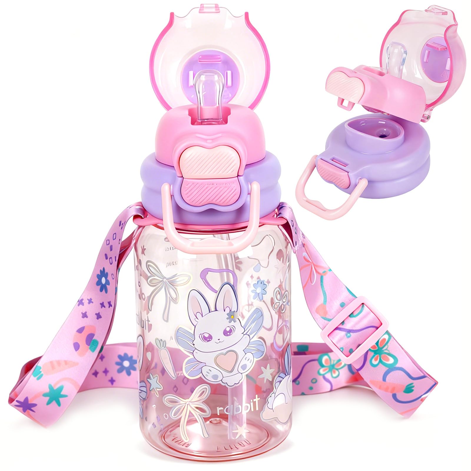 Bouteille d'eau enfants PinkSheep 600ml gourde paille boisson directe
