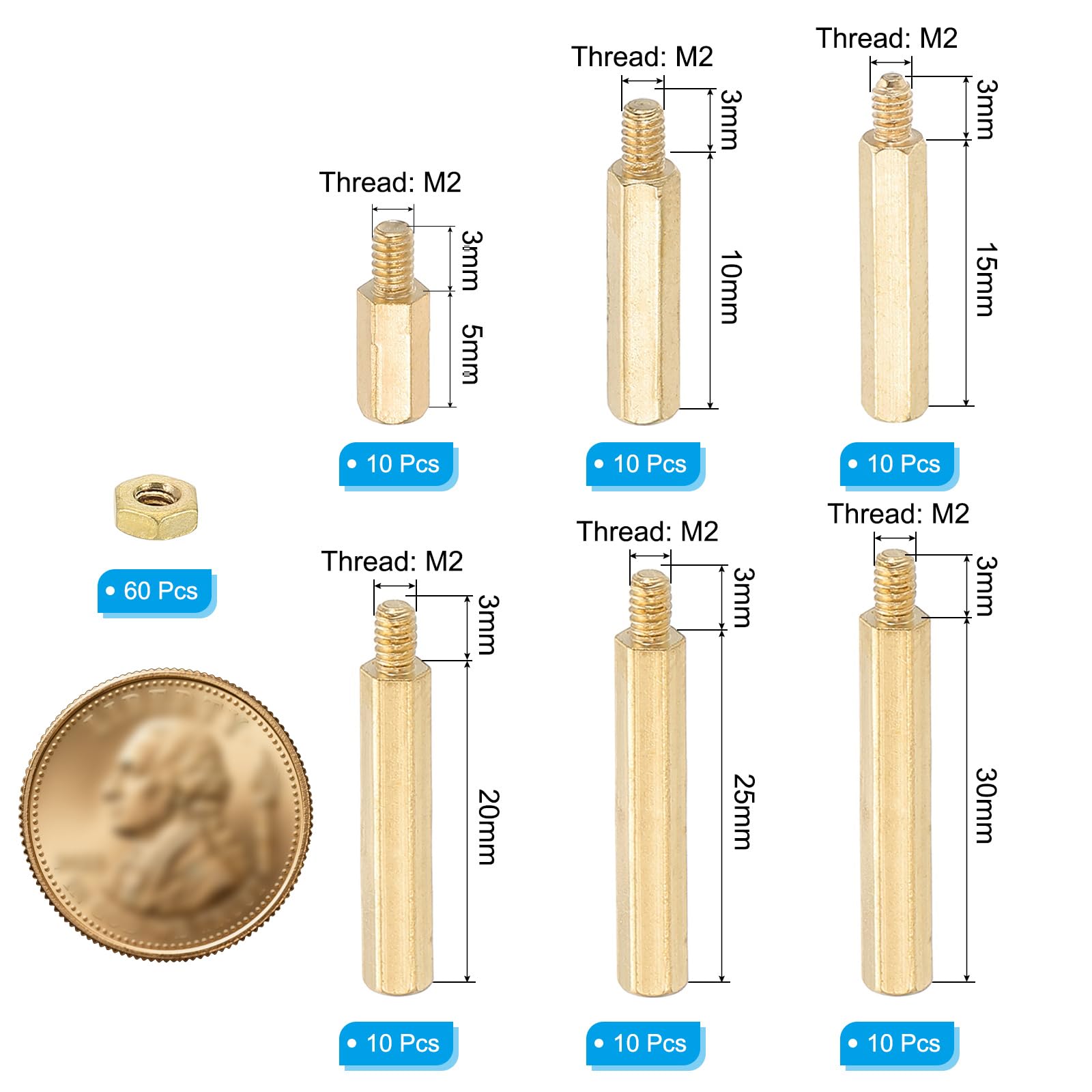 PATIKIL M2+3mm Standoff Screws - Image 2