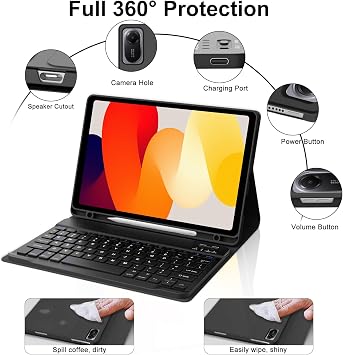 IVEOPPE Keyboard Case for Redmi Pad 2 2025/Redmi Pad SE 11 Inch 2023 | Detachable Wireless Bluetooth Folio, Pencil Holder, Light & Thin, Stain-Resistant Protective Cover, Rechargable