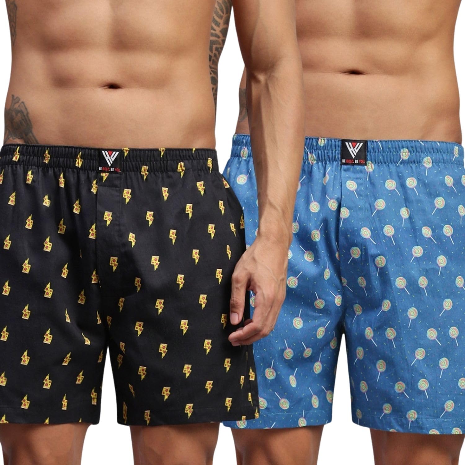 hayu 2PC Pack of Candy Print & Pizza Men Printed Cotton Boxer Shorts Multicolour-picture-13