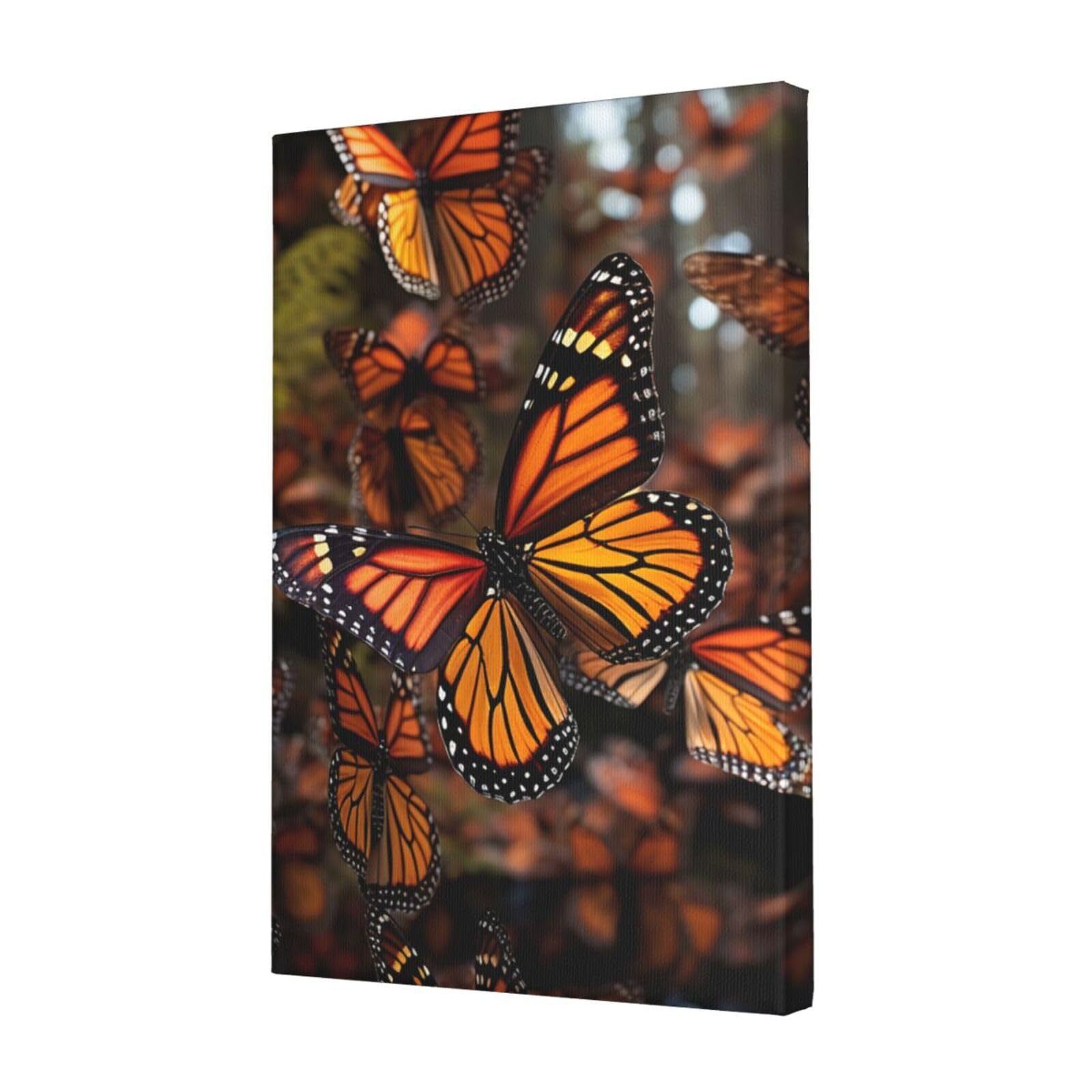 KLOPH Monarch butterflies Canvas Wall Art for Living Room 12"x18" Modern Artwork Painting for Bathroom Hanging Canvas Prints Aesthetic Wallart for Bedroom Kitchen Office Wall Decor