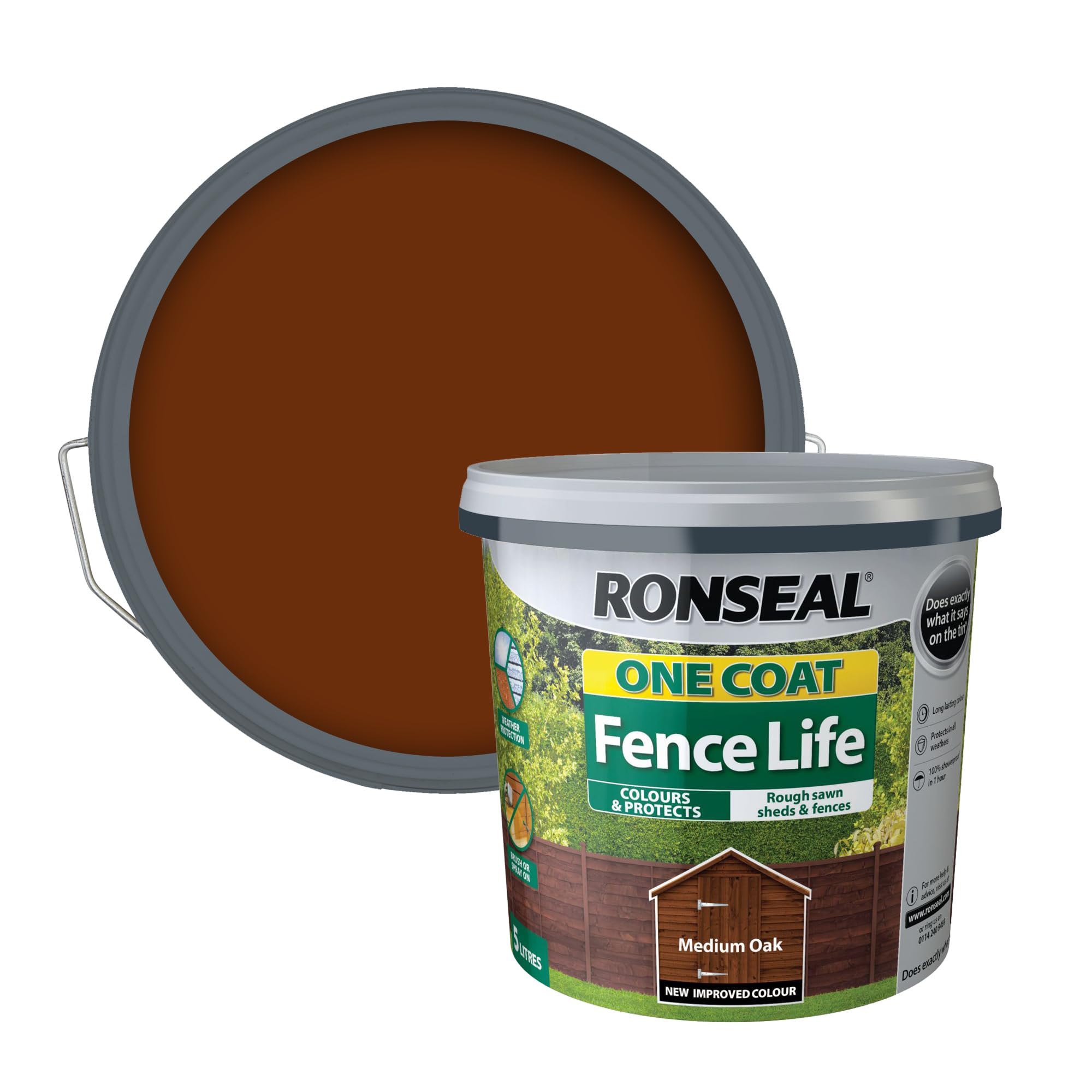 RSLOCFLMO5L One Coat Fence Life, Medium Oak, 5 Litre