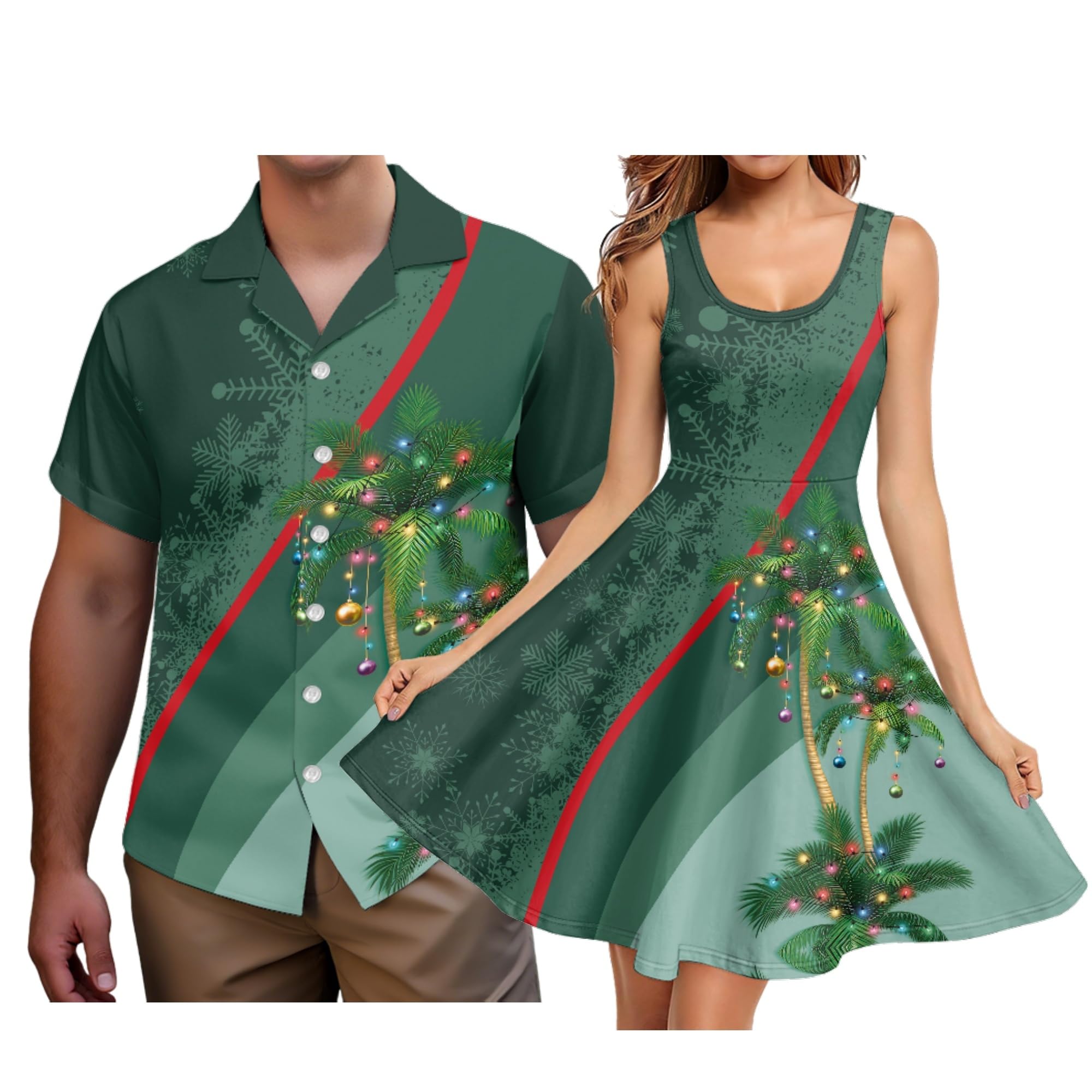 Hawaii Matching Couple Outfits Husband and Wife Clothing Fashionable Mens Casual Shirts Hawaii Dress with Soft Fabric
