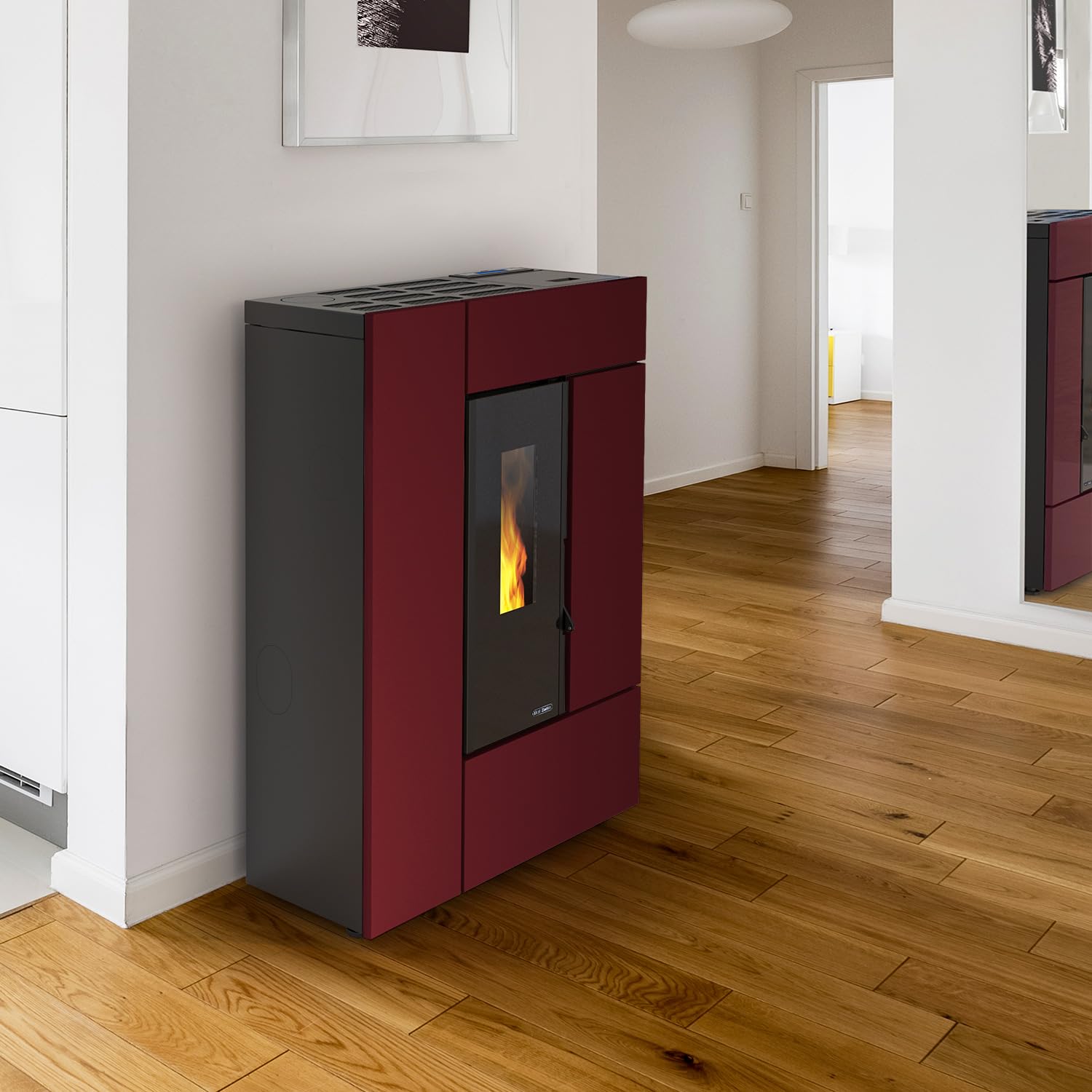 1283100 Leyla Elite Pelletofen Stahl Bordeaux/A+