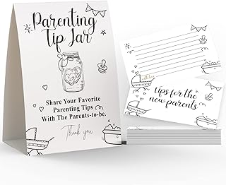 Advice for New Parents, Parenting Advice Card, Baby Shower Party, Tips for the Parents To Be，Includes a 5x7 Standing Sign and 25 4x6 Advice Cards(JYC038)