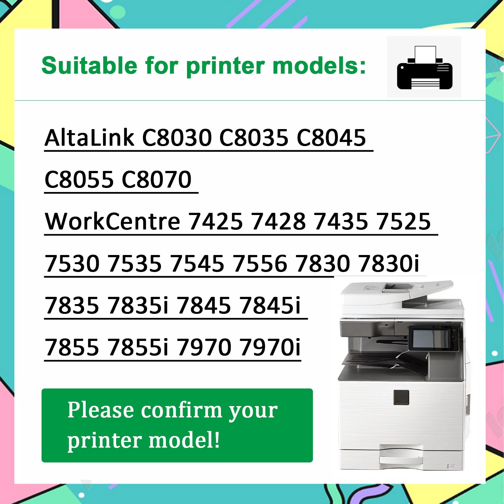 Compatible pour Xerox 008R13061 Boîte De Toner Usagé, pour AltaLink C8030 C8035 C8045 C8055 C8070 WorkCentre 7425 7428 7435 7525 7530 7535 7545 7556 7830 7830i 7835 7845 1-Pack