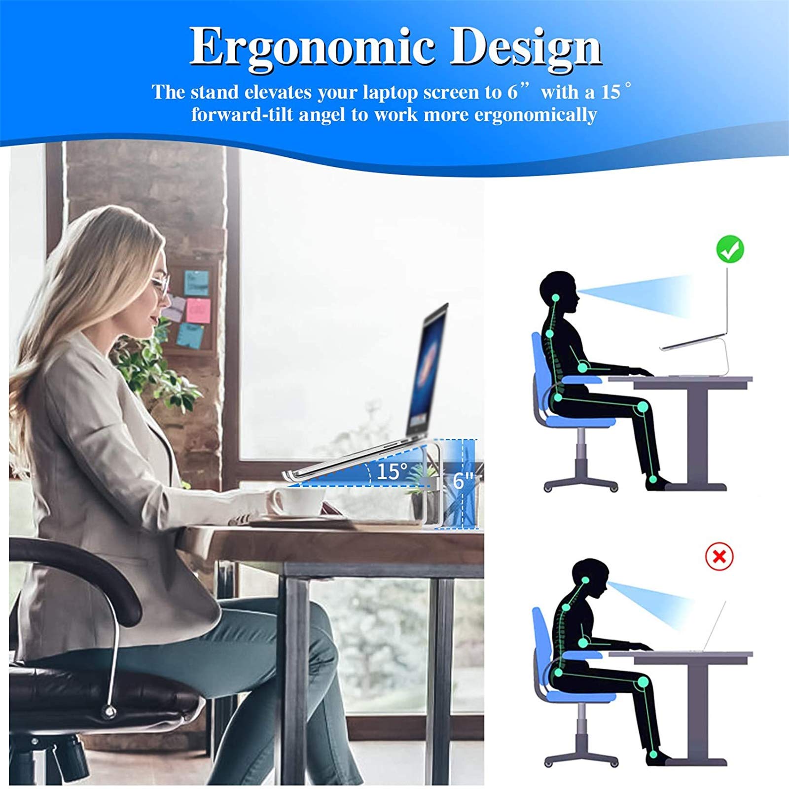 Supporti per Notebook,Supporto Portatile Pieghevole per Computer Portatile,Supporto PC Portatile Regolabile Ergonomico in Alluminio, Supporto per Laptop per Laptop/Tablet (10-17 Pollici)