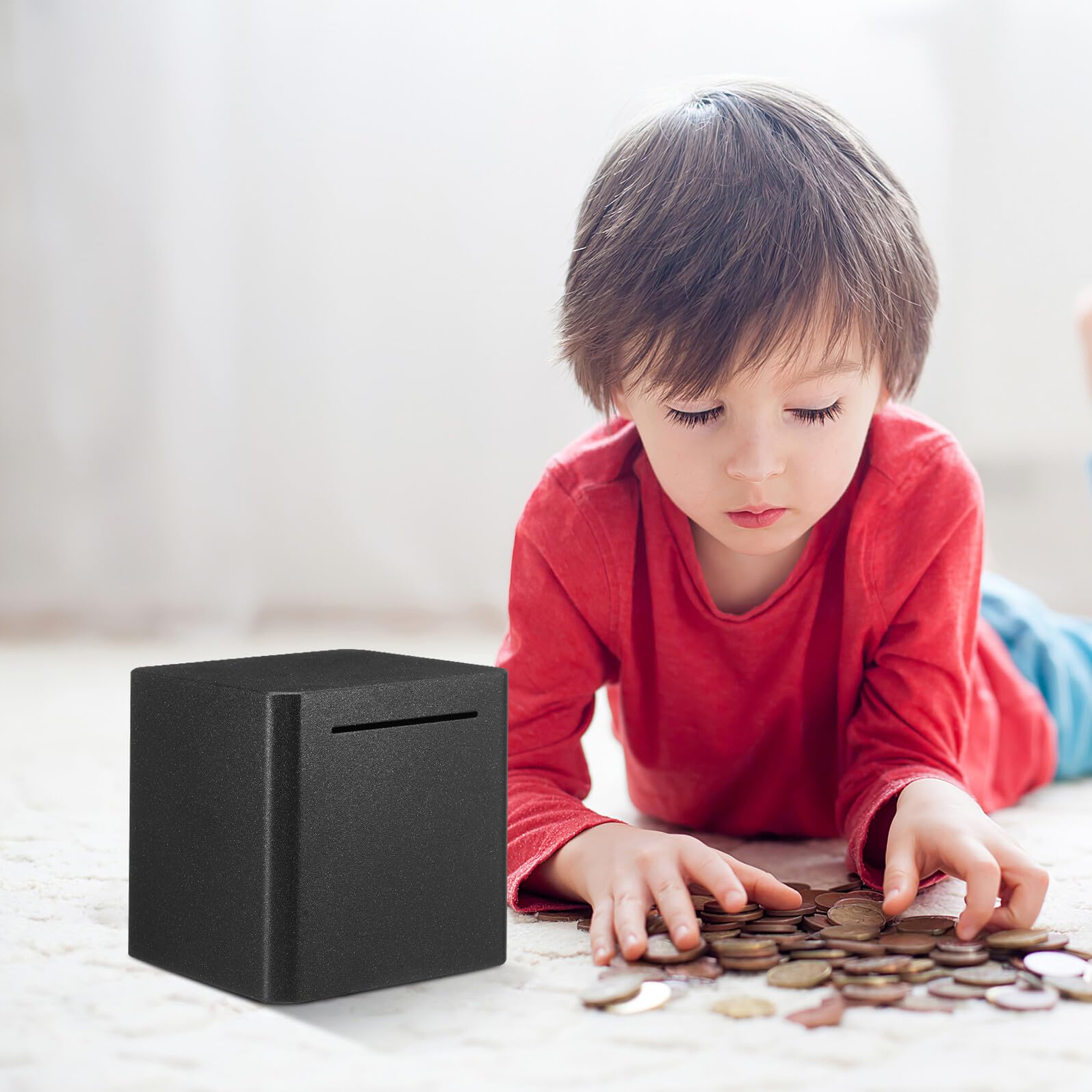 ABOOFAN Salvadanaio in Acciaio Resistente con Slot Scatola Soldi per Risparmio Contanti Sicuro Contenitore Monete e Banconote per Adulti